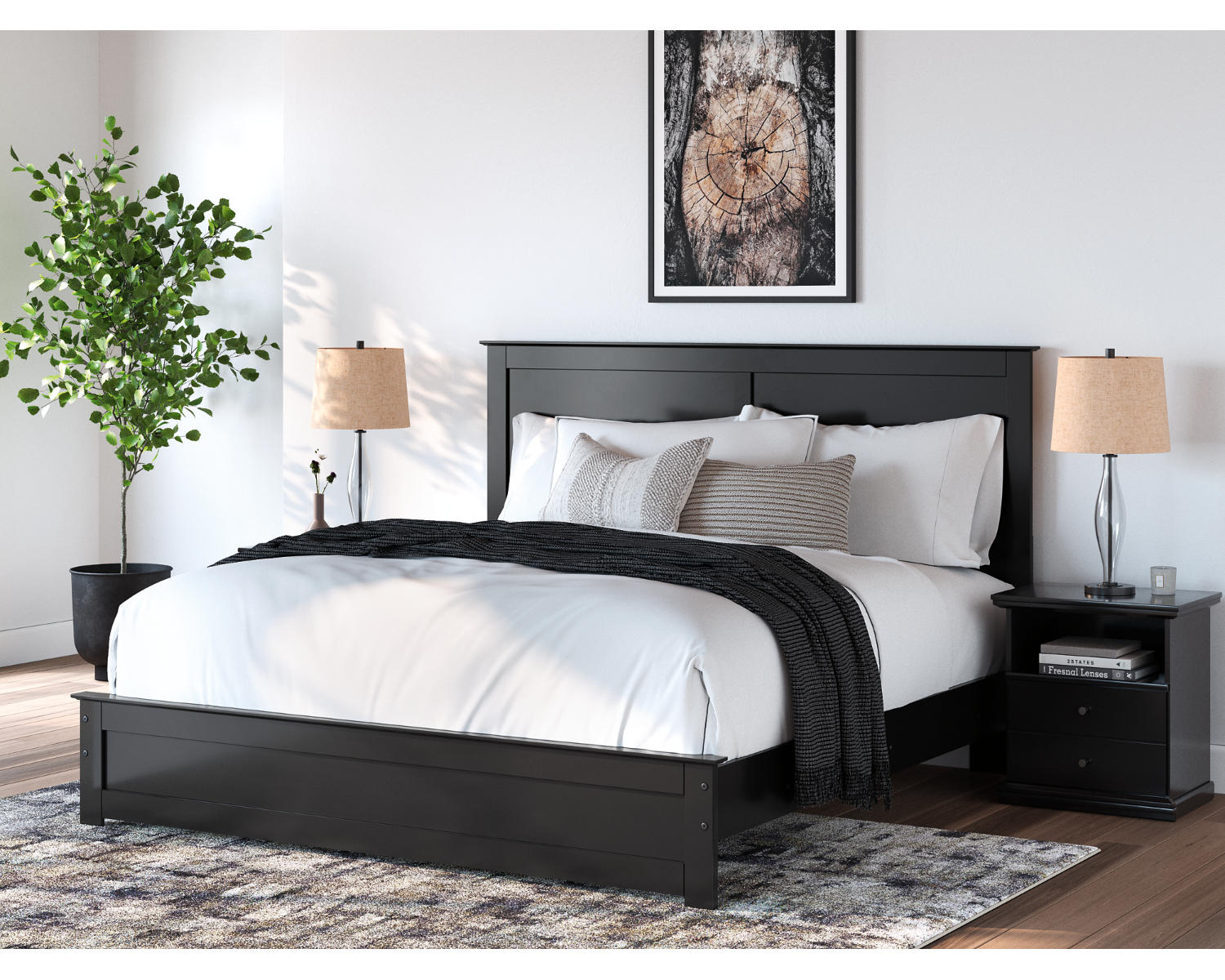 Maribel King Panel Bed, Dresser, Mirror and Nightstand