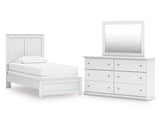 Bostwick Shoals Twin Panel Bed, Dresser and Mirror