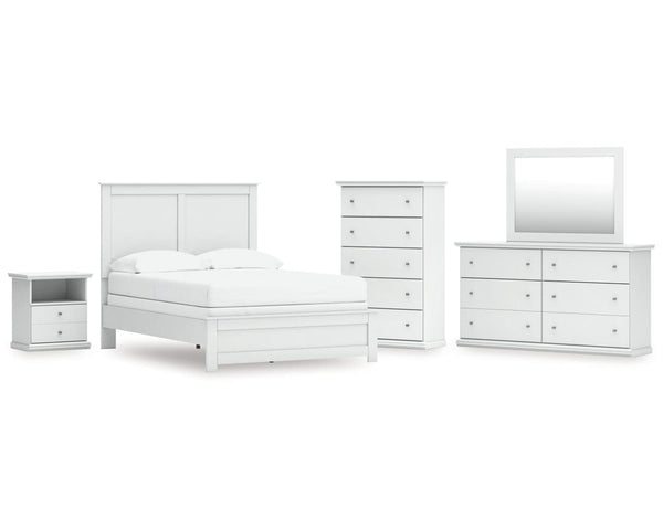 Cama completa con paneles, tocador, espejo, cómoda y mesita de noche Bostwick Shoals