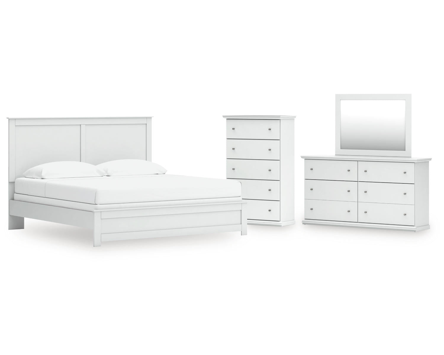 Bostwick Shoals King Panel Bed, Dresser, Mirror and Chest