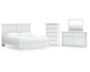 Bostwick Shoals King Panel Bed, Dresser, Mirror and Chest