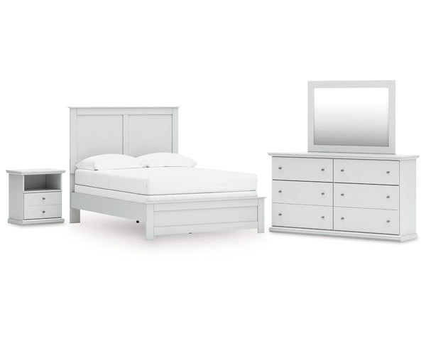 Cama completa con paneles, tocador, espejo y mesita de noche Bostwick Shoals