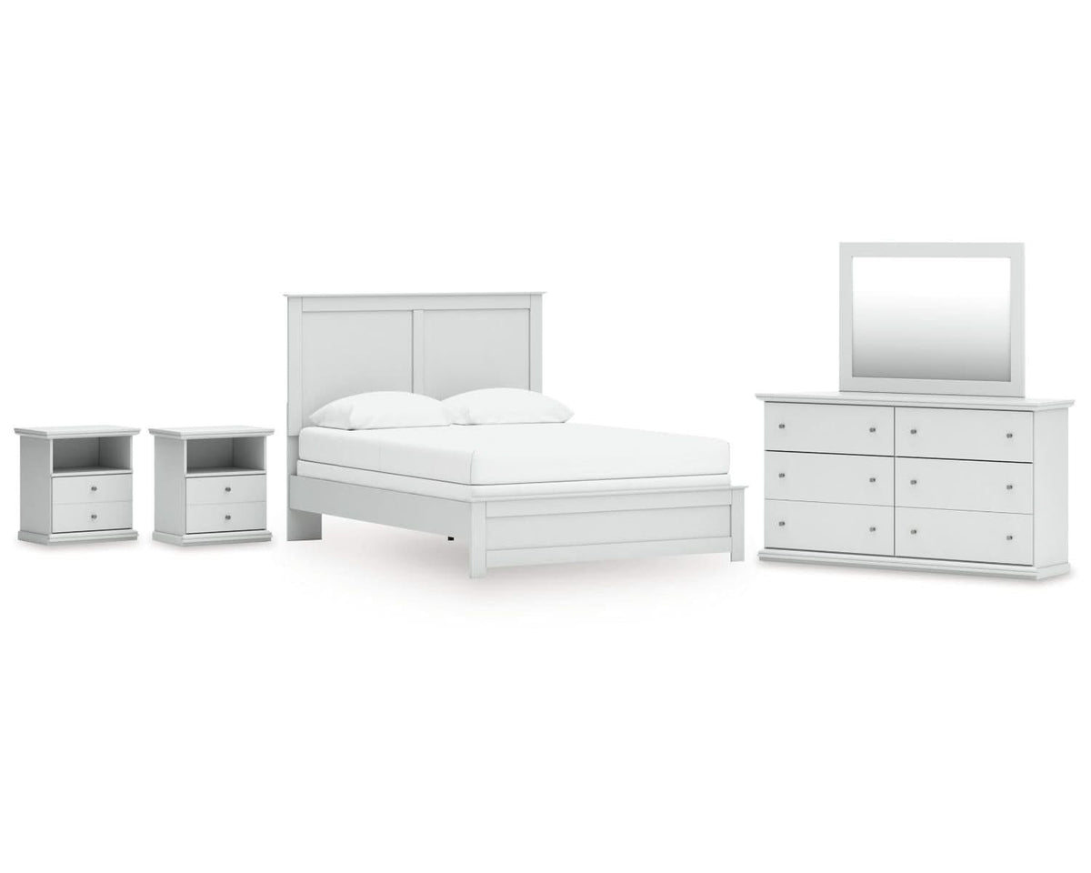 Cama Queen con paneles, tocador, espejo y dos mesitas de noche Bostwick Shoals