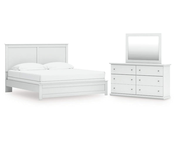 Cama King con paneles, tocador y espejo Bostwick Shoals