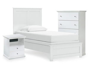 Cama individual con paneles, cómoda y mesita de noche Bostwick Shoals