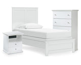Cama individual con paneles, cómoda y mesita de noche Bostwick Shoals