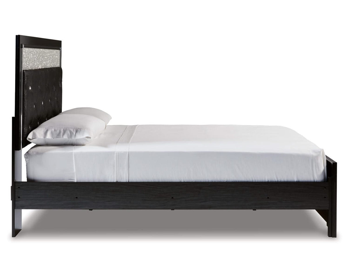 Kaydell Queen Upholstered Panel Bed, Dresser, Mirror and Nightstand