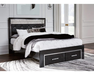 Kaydell Queen Upholstered Panel Storage Bed, Dresser and Mirror