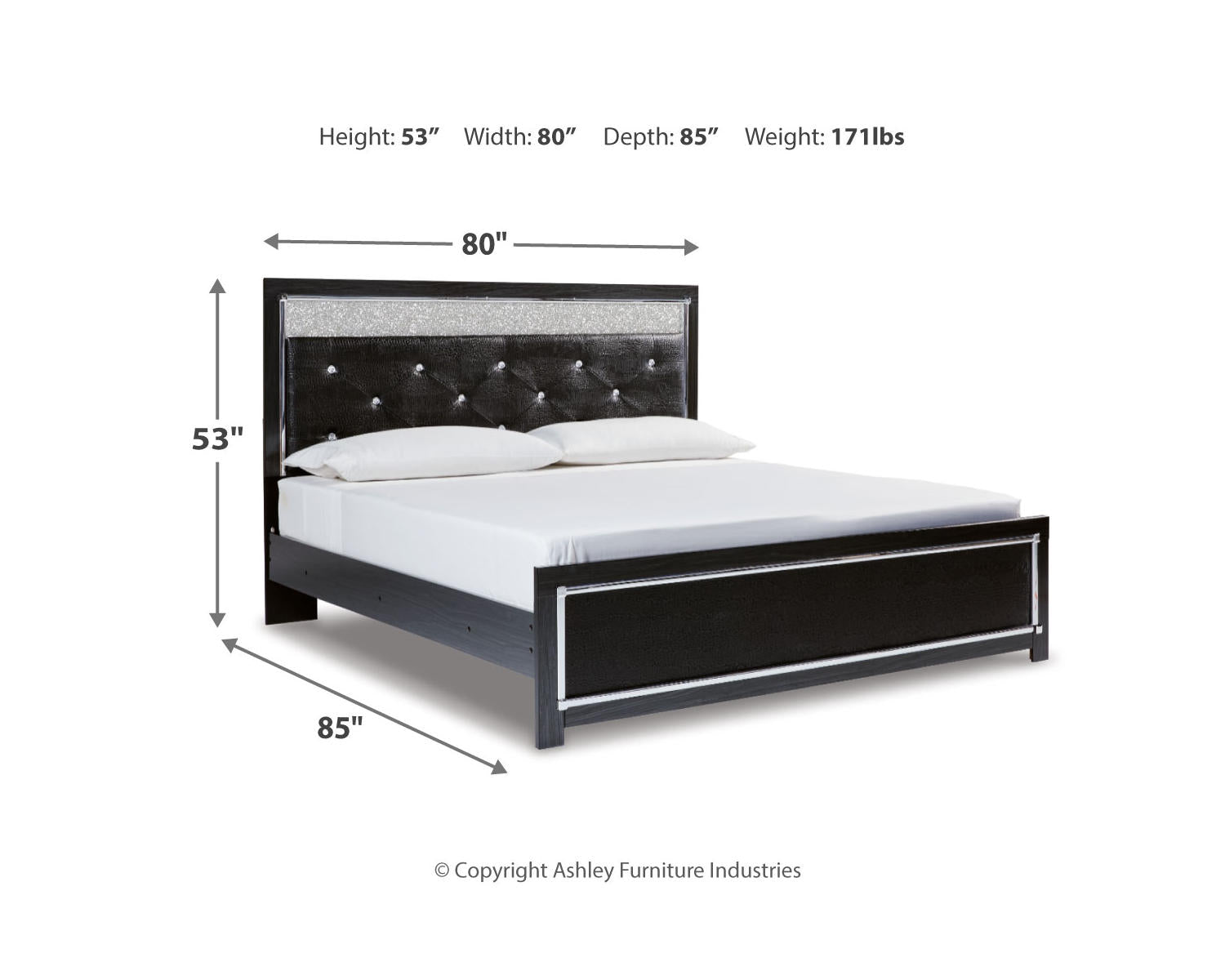 Kaydell King Upholstered Panel Platform Bed, Dresser and Mirror