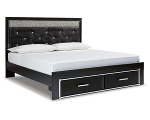 Kaydell King Upholstered Panel Storage Bed, Dresser and Mirror