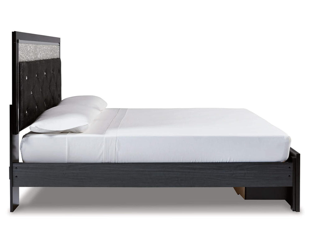 Kaydell King Upholstered Panel Storage Bed, Dresser and Mirror