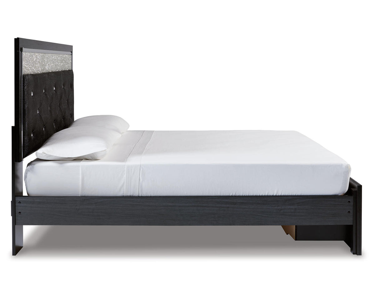 Kaydell King Panel Storage Bed, Dresser, Mirror and Nightstand