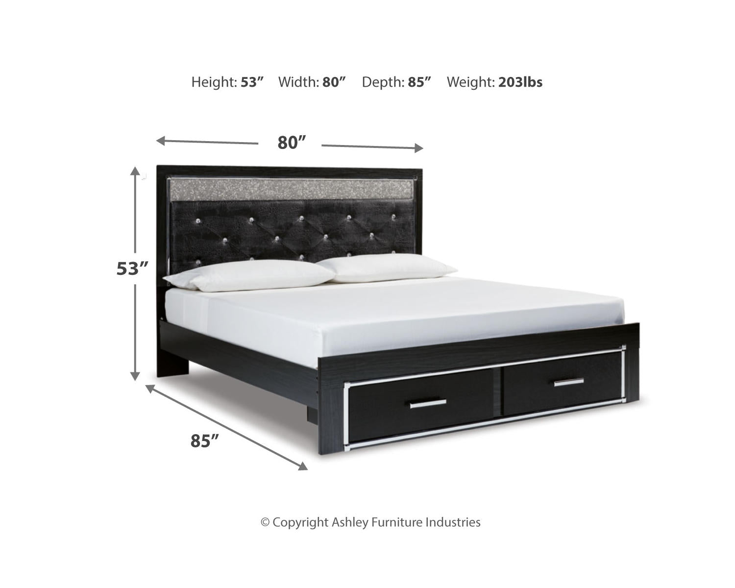 Kaydell King Upholstered Panel Storage Bed, Dresser and Mirror