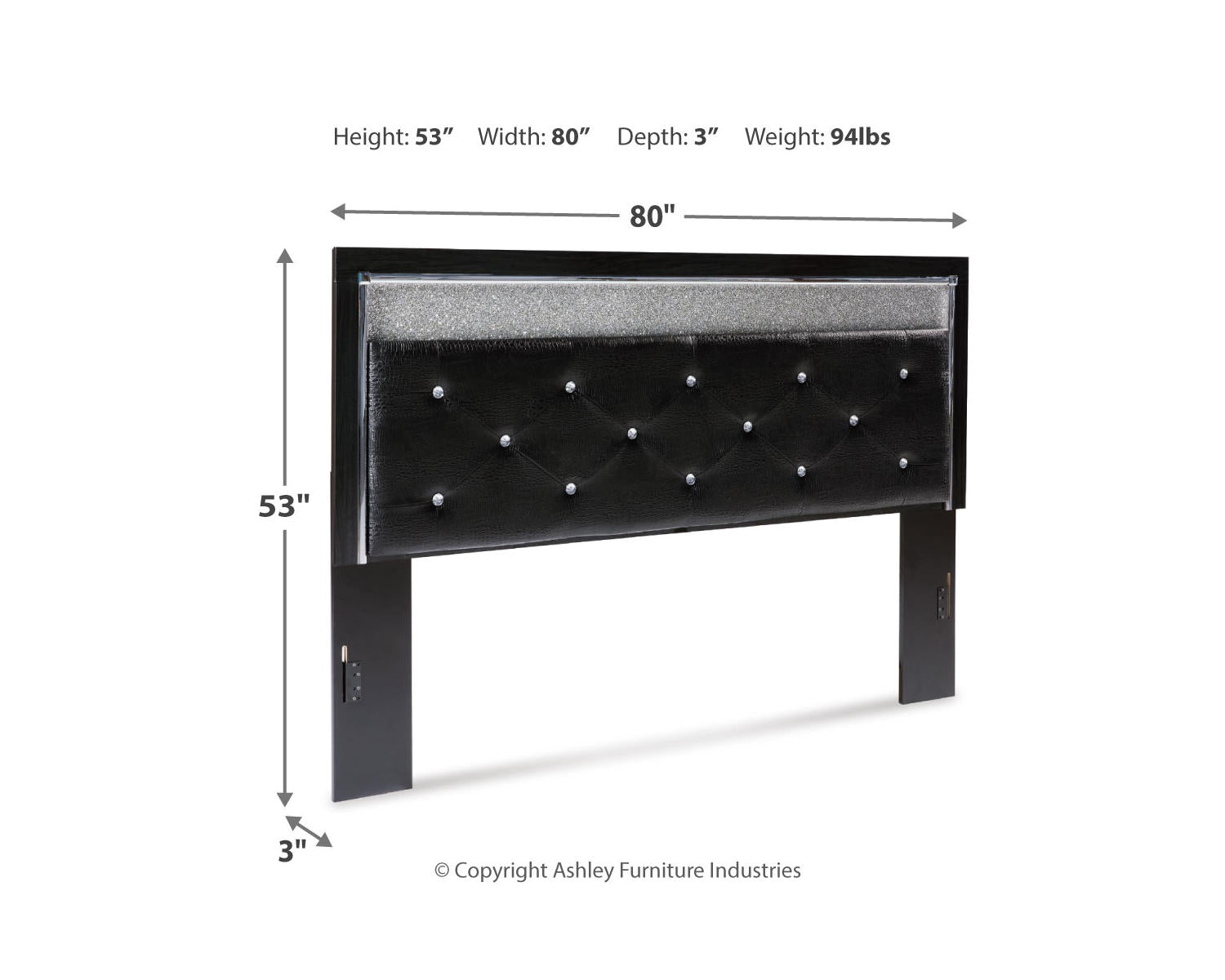 Kaydell King Upholstered Panel Headboard, Dresser and Mirror