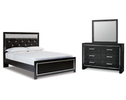 Kaydell Queen Upholstered Panel Bed, Dresser and Mirror
