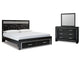 Kaydell King Upholstered Panel Storage Bed, Dresser and Mirror