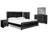 Kaydell King Upholstered Panel Bed, Dresser, Mirror, Chest and Nightstand