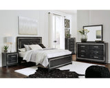 Cama tamaño queen Kaydell con paneles, tocador, espejo, cómoda y mesita de noche