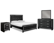 Kaydell Queen Upholstered Panel Bed, Dresser, Mirror, and Nightstand