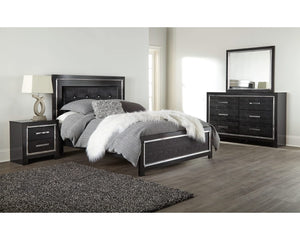 Kaydell Queen Upholstered Panel Bed, Dresser and Mirror