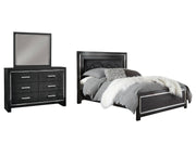 Kaydell Queen Upholstered Panel Bed, Dresser and Mirror