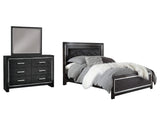 Kaydell Queen Upholstered Panel Bed, Dresser and Mirror