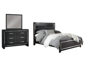 Kaydell Queen Upholstered Panel Bed, Dresser and Mirror
