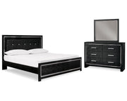 Kaydell King Upholstered Panel Bed, Dresser and Mirror