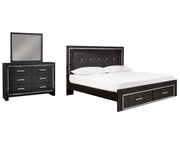 Kaydell King Panel Bed with Storage, Dresser and Mirror