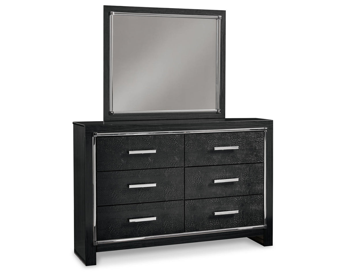 Kaydell King Panel Storage Bed, Dresser, Mirror and Nightstand