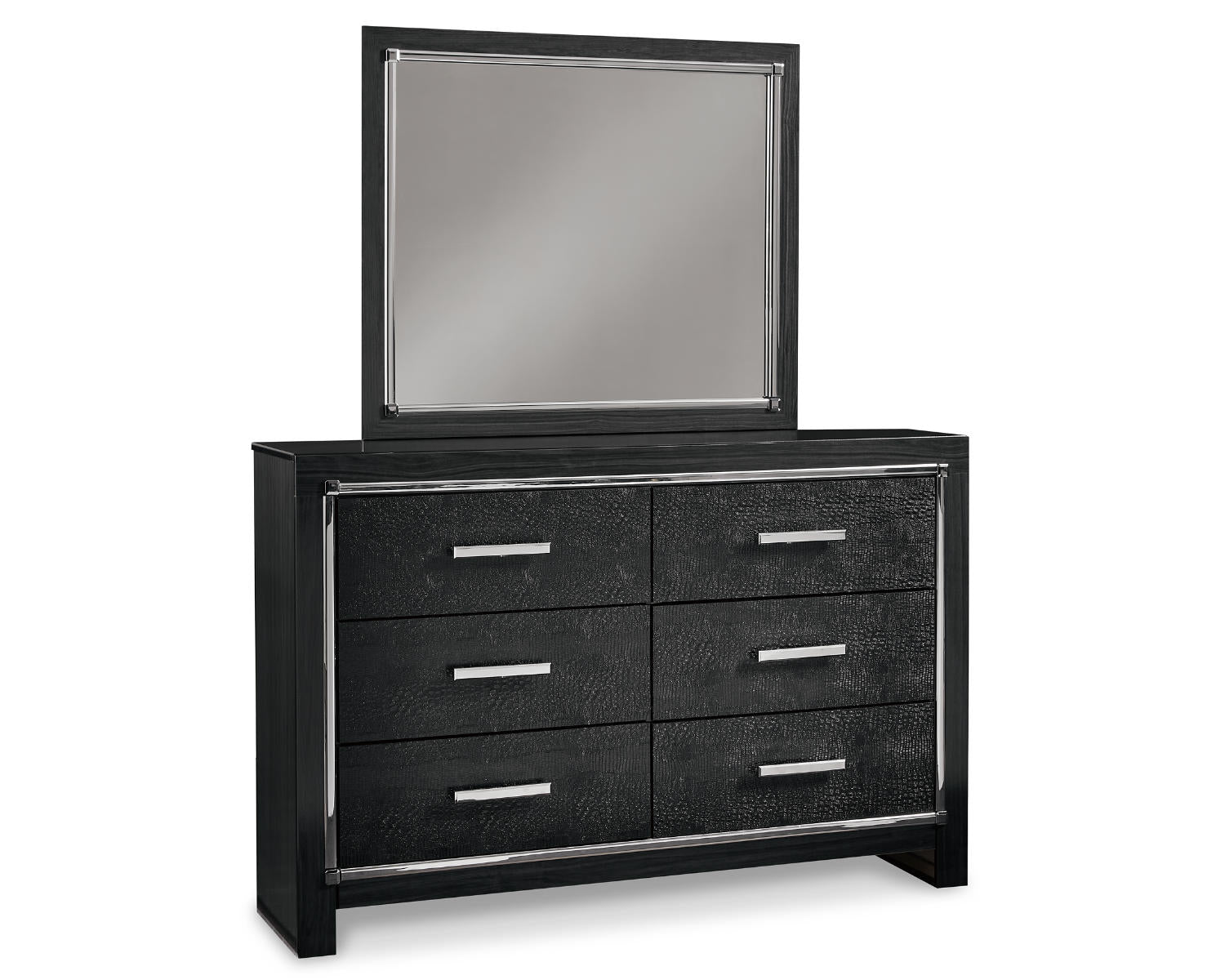 Kaydell Queen Upholstered Panel Bed, Dresser, Mirror and Nightstand