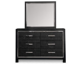 Kaydell Queen Upholstered Panel Storage Bed, Dresser and Mirror