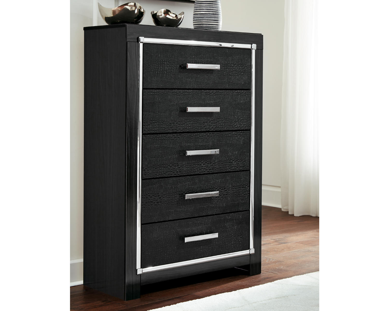 Kaydell King Upholstered Panel Bed, Dresser, Mirror, Chest and Nightstand