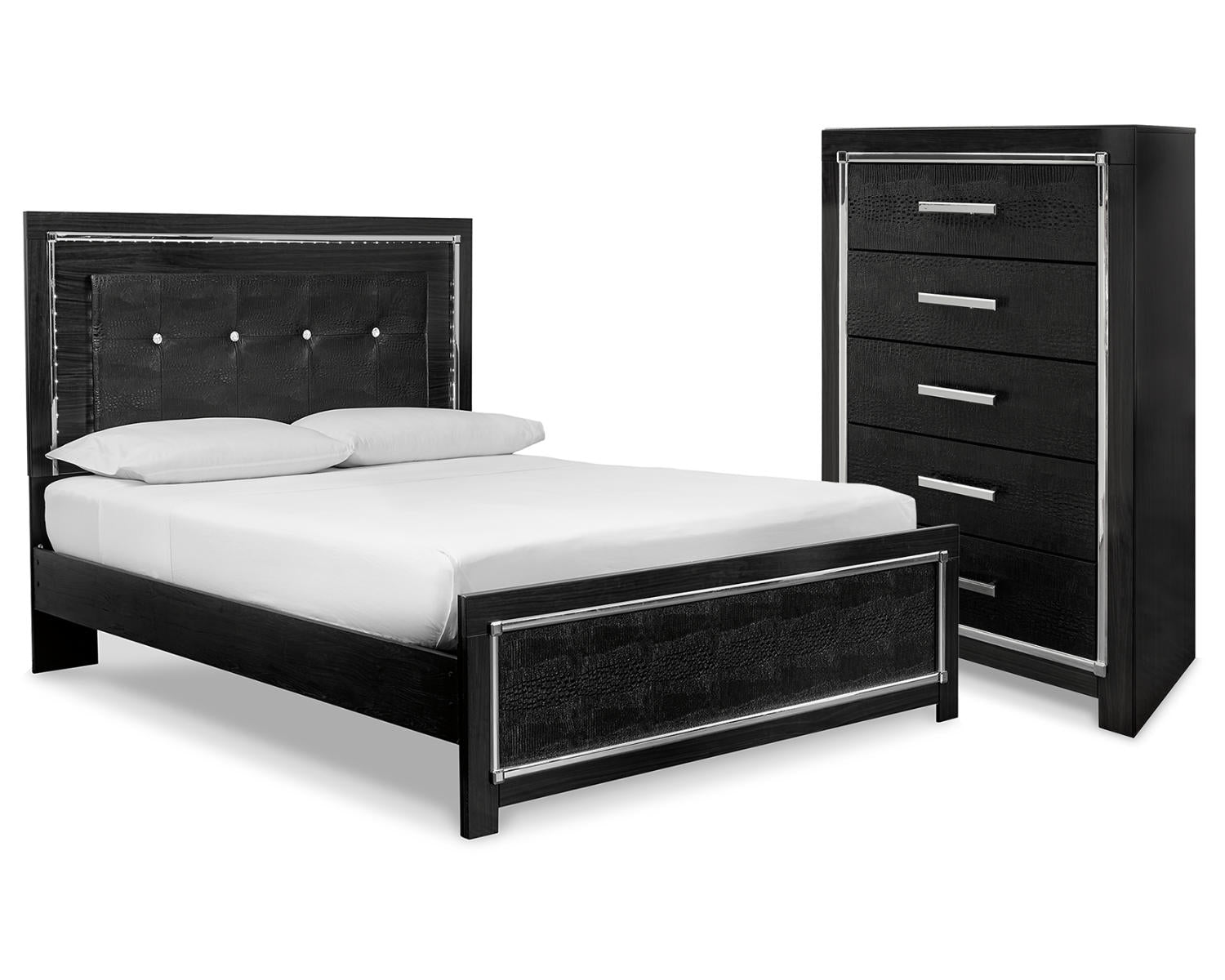 Kaydell Queen Upholstered Panel Bed and Chest