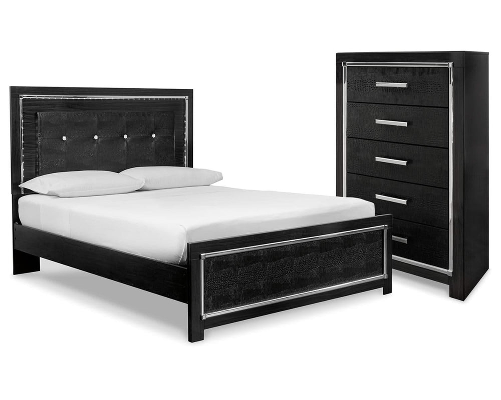 Kaydell Queen Upholstered Panel Bed and Chest