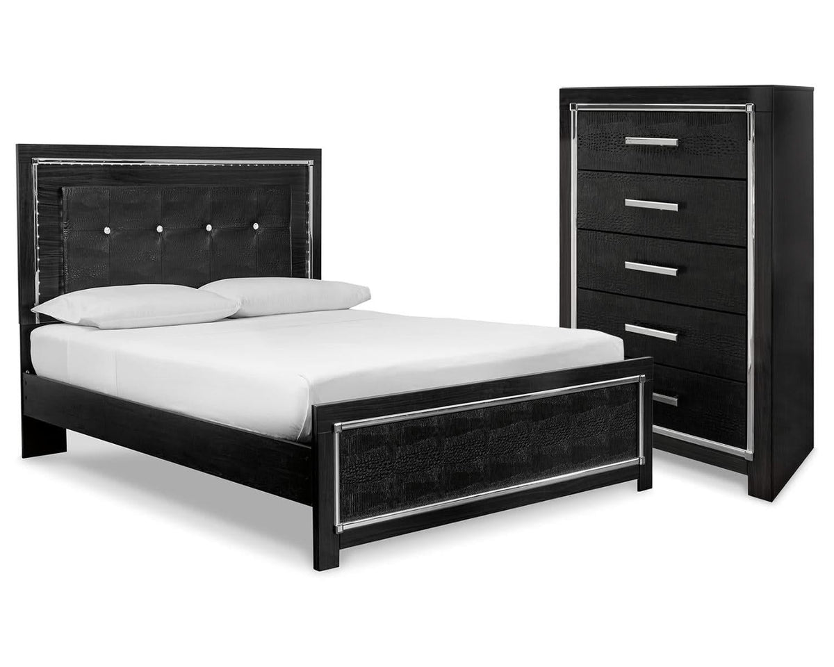 Kaydell Queen Upholstered Panel Bed and Chest