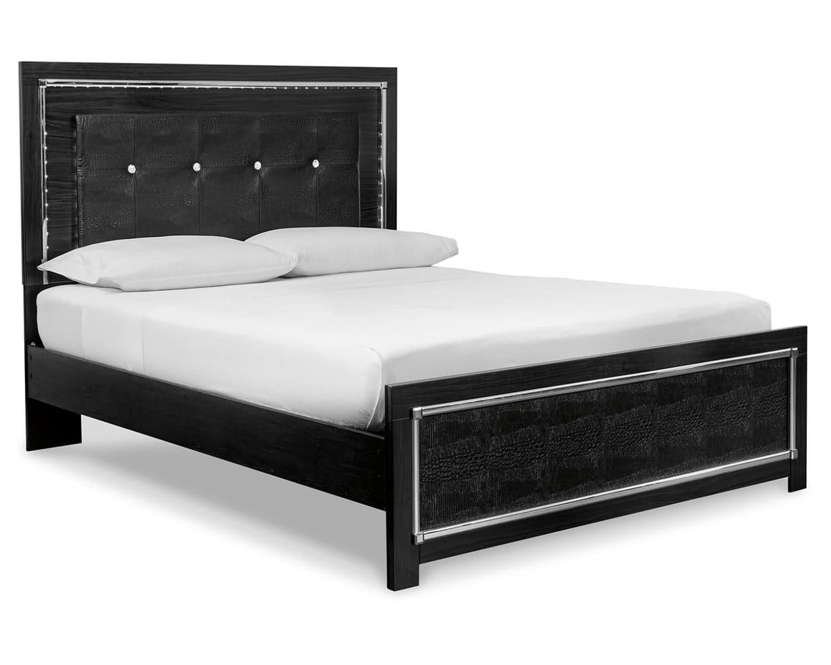 Kaydell Queen Upholstered Panel Bed, Dresser, Mirror, and Nightstand