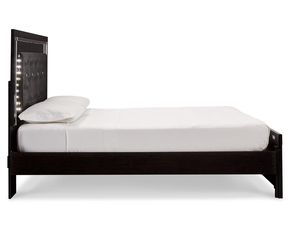 Cama tamaño queen Kaydell con paneles, tocador, espejo, cómoda y mesita de noche