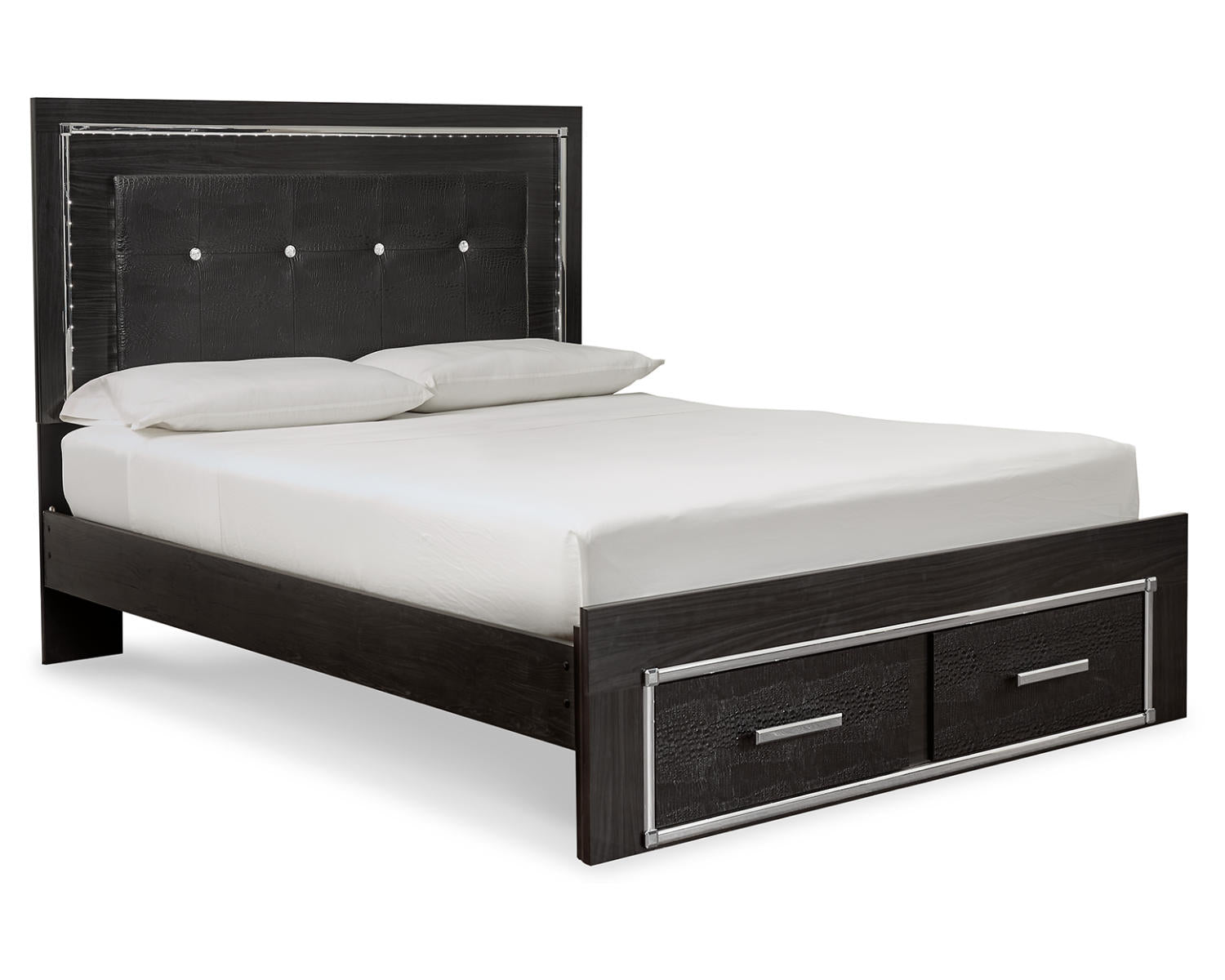 Kaydell Queen Upholstered Panel Storage Bed, Dresser, Mirror and 2 Nightstands