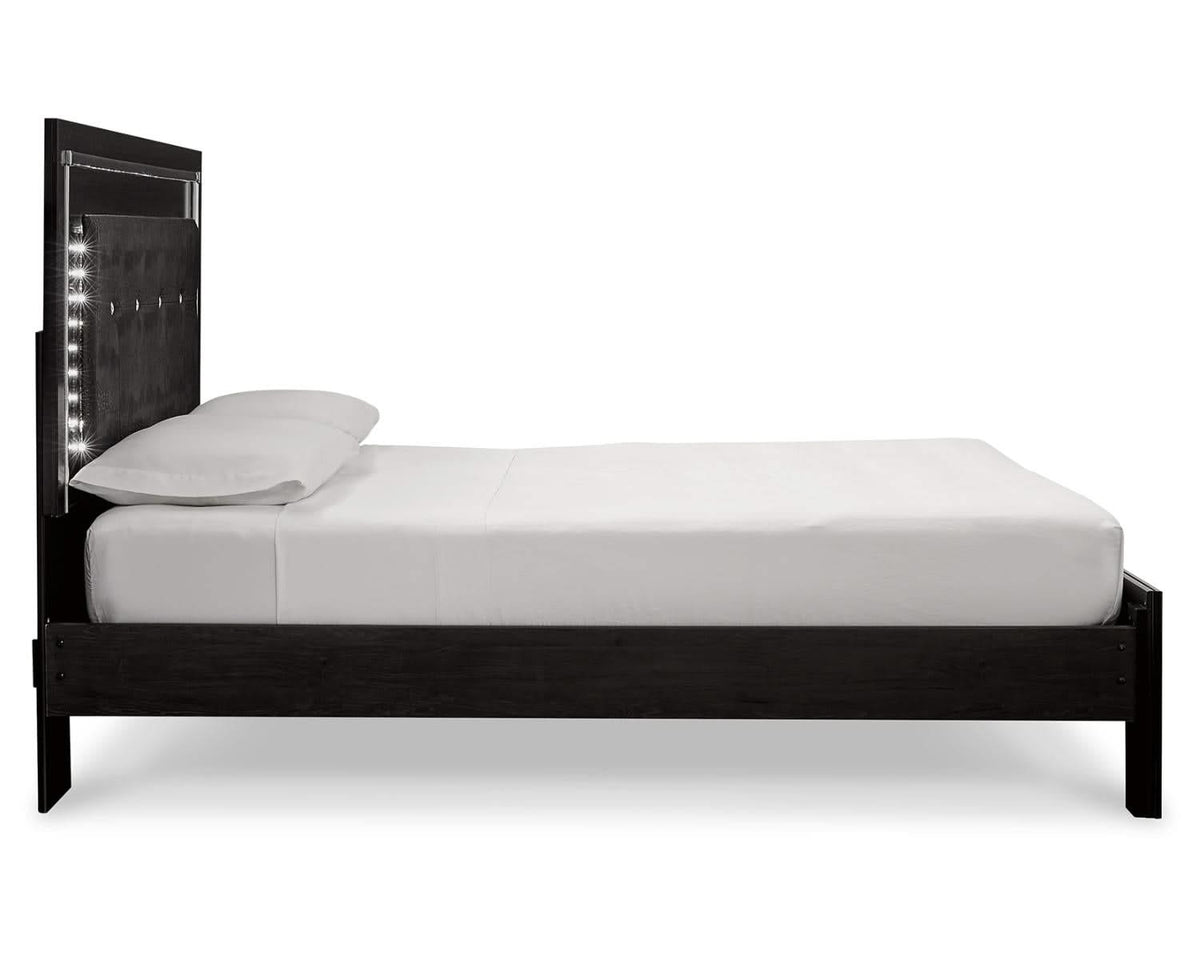 Cama tamaño queen Kaydell con almacenamiento, tocador, espejo y mesita de noche