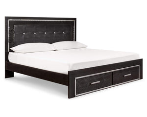 Cama Kaydell King con almacenaje, tocador, espejo y mesita de noche