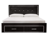 Cama Kaydell King con almacenaje, tocador, espejo y mesita de noche