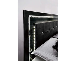 Cama Kaydell Queen con paneles, espacio de almacenamiento, tocador y espejo