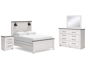 Schoenberg Queen Panel Bed, Dresser, Mirror and Nightstand