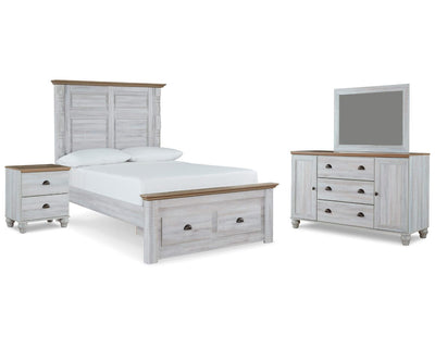 Cama con almacenamiento Haven Bay, tocador, espejo y mesita de noche