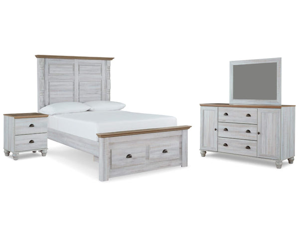 Cama con almacenamiento Haven Bay, tocador, espejo y mesita de noche