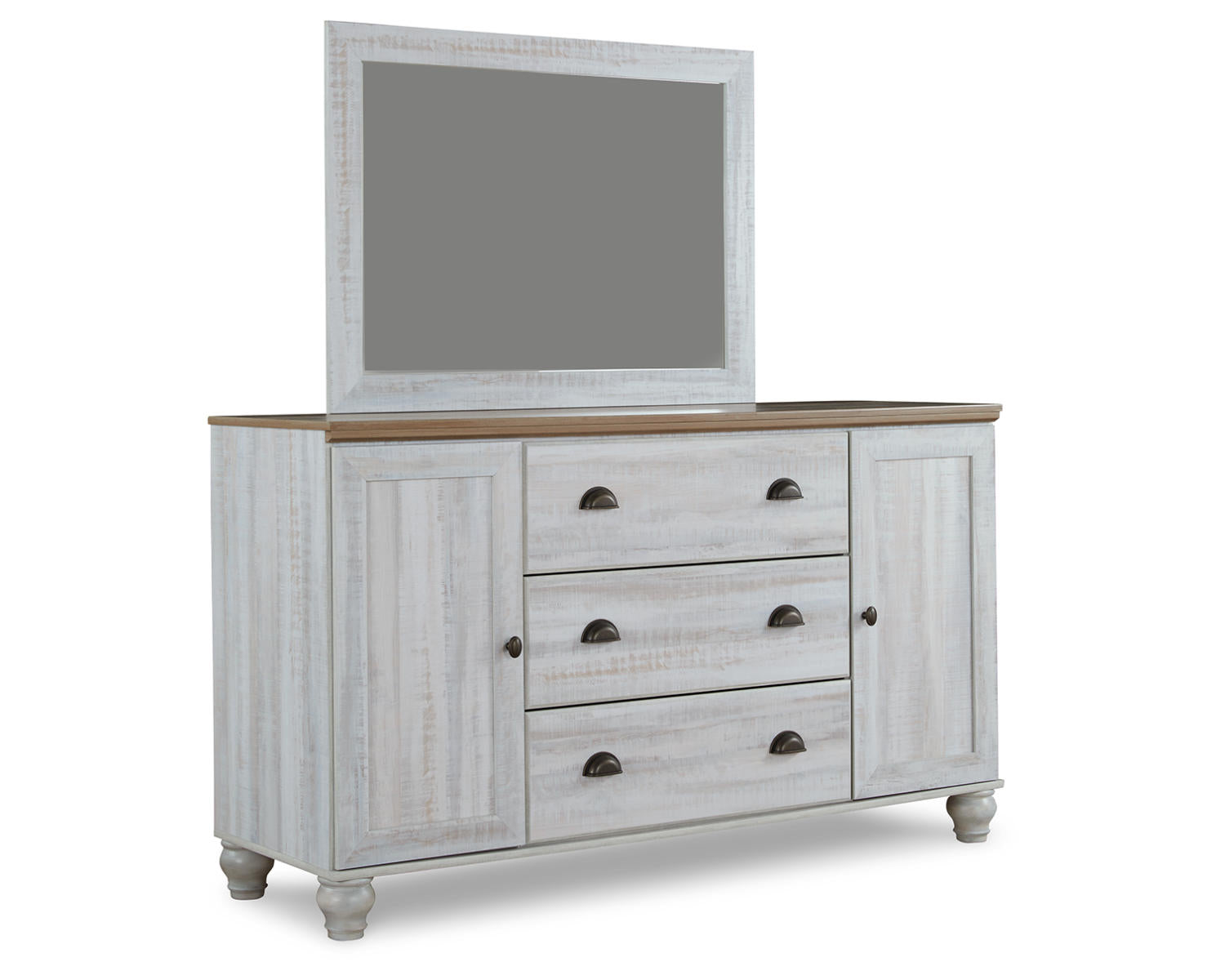 Haven Bay Full Panel Storage Bed, Dresser, Mirror and Nightstand