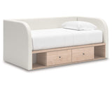 Cama de día tapizada Arloster con almacenamiento