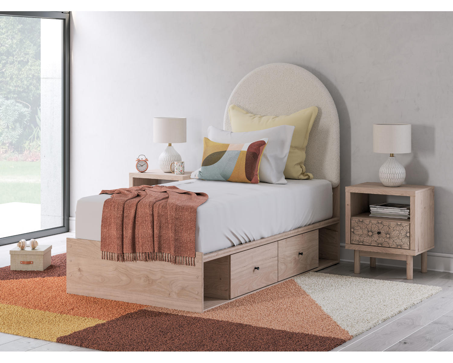 Arloster Twin Upholstered Panel Bed with Storage