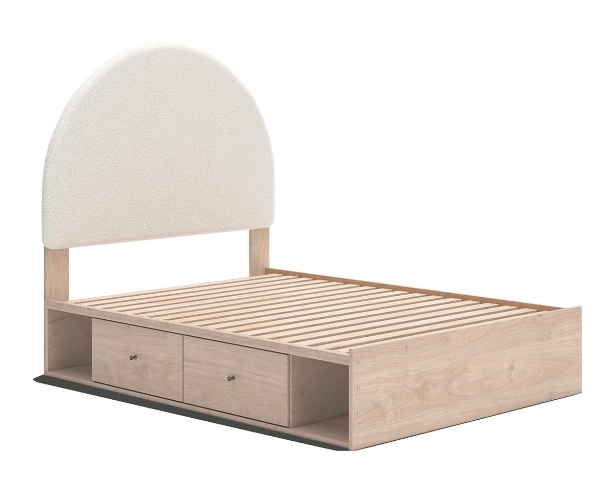 Cama Arloster con paneles tapizados y almacenamiento